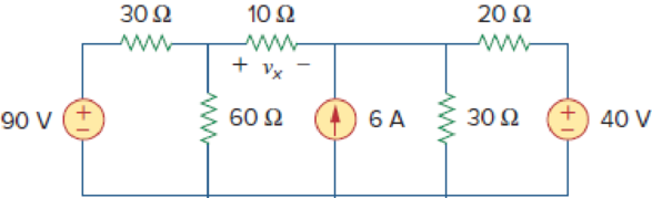 Chapter 4, Problem 17P, Use superposition to obtain vx in the circuit of Fig. 4.85. Check your result using PSpice or 
