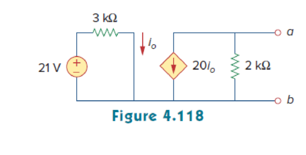Chapter 4, Problem 52P, For the transistor model in Fig. 4.118, obtain the Thevenin equivalent at terminals a-b. 