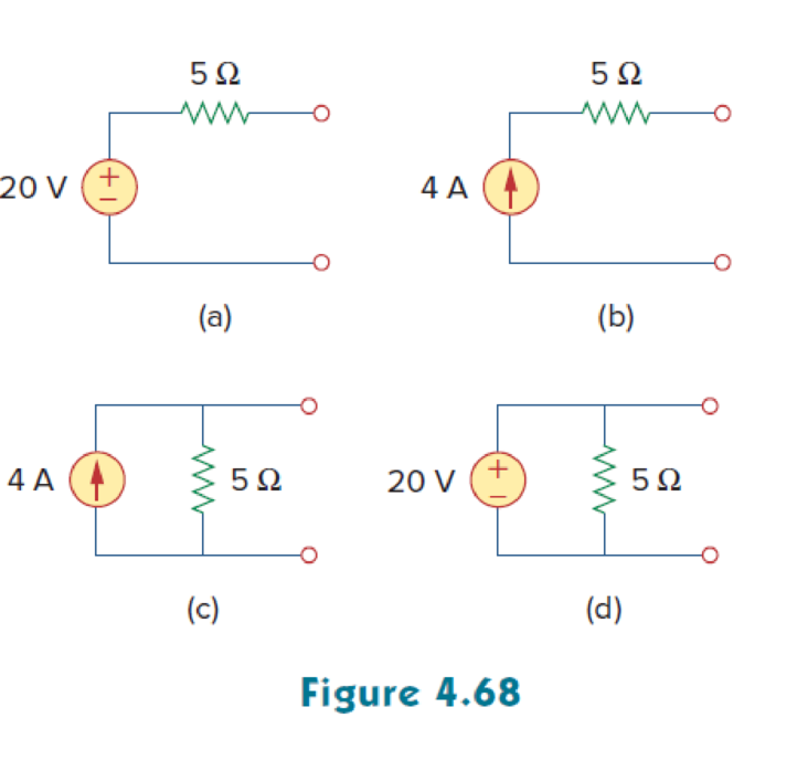 Chapter 4, Problem 8RQ, Which pair of circuits in Fig. 4.68 are equivalent? (a) a and b (b) b and d (c) a and c (d) c and d 
