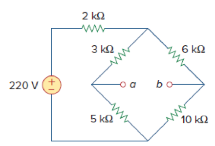 Chapter 4, Problem 92P, Consider the bridge circuit of Fig. 4.148. Is the bridge balanced? If the 10-k resistor is replaced 
