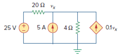 Chapter 4.3, Problem 4PP, Figure 4.11 Use superposition to find vx in the circuit of Fig. 4.11. Answer: vx = 31.25 V. 