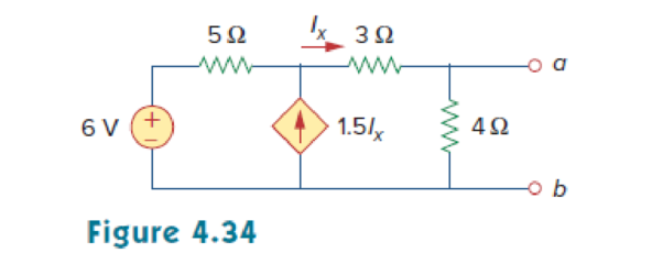 Chapter 4.5, Problem 9PP, Find the Thevenin equivalent circuit of the circuit in Fig. 4.34 to the left of the terminals. 
