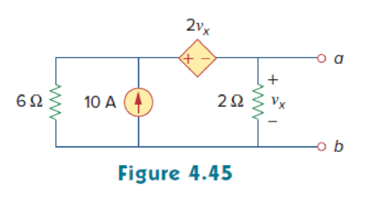 Chapter 4.6, Problem 12PP, Find the Norton equivalent circuit of the circuit in Fig. 4.45 at terminals a-b. 