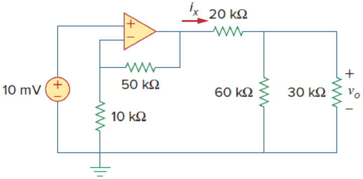 Chapter 5, Problem 32P, Calculate ix and vo in the circuit of Fig. 5.70. Find the power dissipated by the 60-k resistor. 