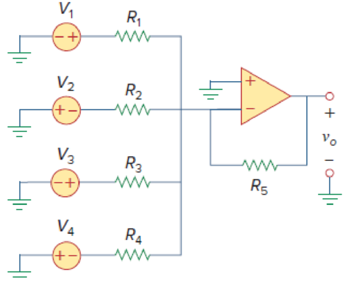 Chapter 5, Problem 38P, Using Fig. 5.75, design a problem to help other students better understand summing amplifiers. 