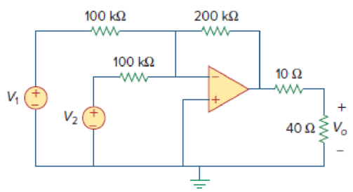 Chapter 5, Problem 40P, Referring to the circuit shown in Fig. 5.77, determine Vo in terms of V1 and V2. Figure 5.77 For 