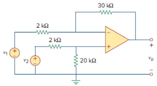Chapter 5, Problem 47P, The circuit in Fig. 5.79 is for a difference amplifier. Find vo given that v1 = 1 V and v2 = 2 V. 