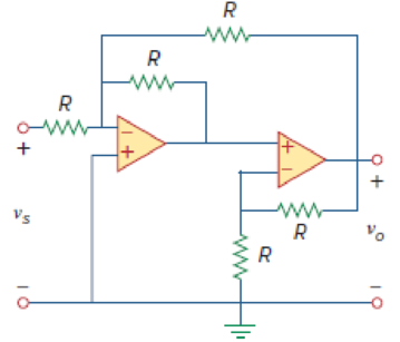 Chapter 5, Problem 54P, Determine the voltage transfer ratio vovs in the op amp circuit of Fig. 5.82, where R = 10 k. Figure 