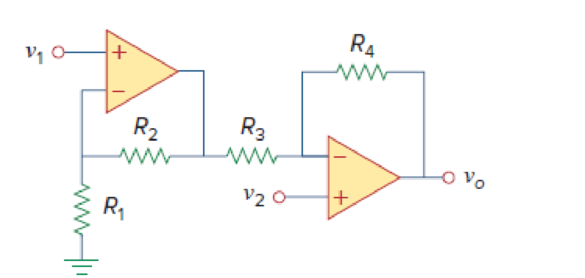 Chapter 5, Problem 87P, Figure 5.105 displays a two-op-amp instrumentation amplifier. Derive an expression for vo in terms 