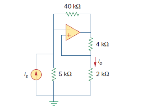 Chapter 5, Problem 90CP, The op amp circuit in Fig. 5.107 is a current amplifier. Find the current gain io/is of the 