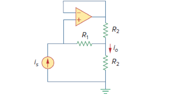 Chapter 5, Problem 91CP, A noninverting current amplifier is portrayed in Fig. 5.108. Calculate the gain io/is. Take R1 = 8 k 