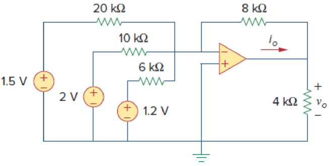 Chapter 5.6, Problem 6PP, Practice Problem 5.6 Find vo and io in the op amp circuit shown in Fig. 5.23. Figure 5.23 For 