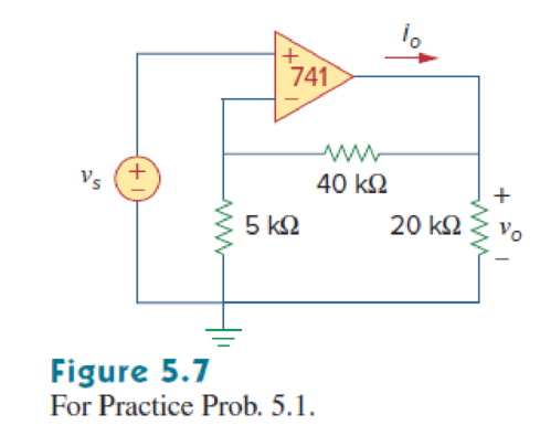 Chapter 5.9, Problem 11PP, Rework Practice Prob. 5.1 using PSpice. If the same 741 op amp in Example 5.1 is used in the circuit 
