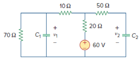 Chapter 6, Problem 13P, Find the voltage across the capacitors in the circuit of Fig. 6.49 under dc conditions. Figure 6.49 