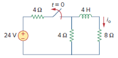 Chapter 7, Problem 11P, For the circuit in Fig. 7.91, find io for t  0. Figure 7.91 For Prob. 7.11. 