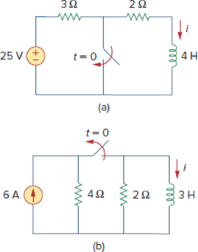 Chapter 7, Problem 53P, Determine the inductor current i(t) for both t  0 and t  0 for each of the circuits in Fig. 7.119. 