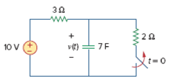 Chapter 7, Problem 5RQ, In the circuit of Fig. 7.79, the capacitor voltage just before t = 0 is: (a)10 V (b)7 V (c)6 V (d)4 