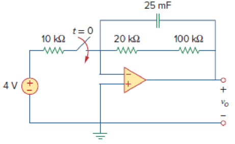 Chapter 7, Problem 69P, For the op amp circuit in Fig. 7.134, find vo(t) for t  0. Figure 7.134 