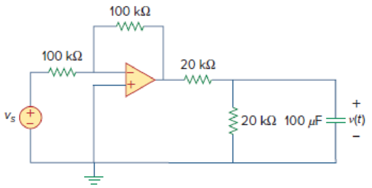 Chapter 7, Problem 71P, For the op amp circuit in Fig. 7.136, suppose vs = 10u(t) V. Find v(t) for t  0. Figure 7.136 