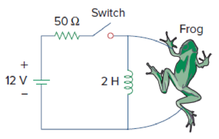 Chapter 7, Problem 91CP, The circuit in Fig. 7.150 is used by a biology student to study frog kick. She noticed that the frog 