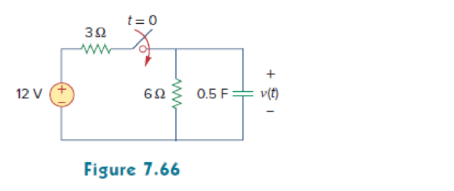 Chapter 7.8, Problem 17PP, For the circuit in Fig. 7.66, use Pspice to find v(t) for t  0. 