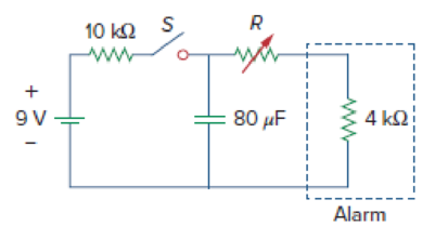 Chapter 7.9, Problem 19PP, The RC circuit in Fig. 7.74 is designed to operate an alarm which activates when the current through 