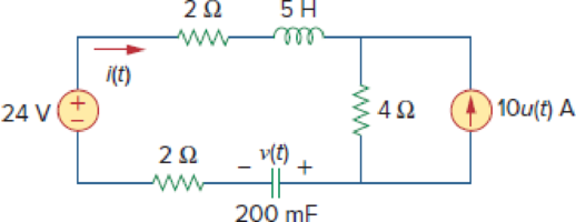 Chapter 8, Problem 36P, Obtain v(t) and i(t) for t  0 in the circuit of Fig. 8.84. Figure 8.84 For Prob. 8.36. 