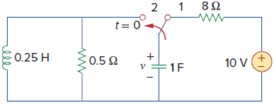 Chapter 8, Problem 58P, In the circuit of Fig. 8.104, the switch has been in position 1 for a long time but moved to 
