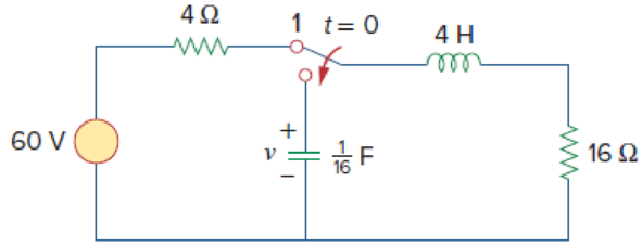 Chapter 8, Problem 59P, The switch in Fig. 8.105 has been in position 1 for t  0. At t = 0, it is moved from position 1 to 