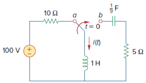Chapter 8.3, Problem 4PP, The circuit in Fig. 8.12 has reached steady state at t = 0. If the make-before-break switch moves to 