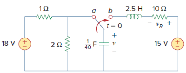 Chapter 8.5, Problem 7PP, Having been in position a for a long time, the switch in Fig. 8.21 is moved to position b at t = 0. 
