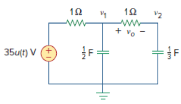 Chapter 8.7, Problem 10PP, For t  0, obtain v0(t) in the circuit of Fig. 8.32. (Hint: First find v1 and v2.) 