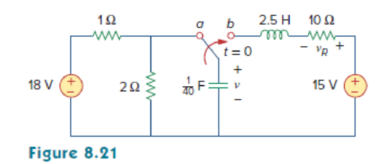 Chapter 8.9, Problem 13PP, Refer to the circuit in Fig. 8.21 (see Practice Prob. 8.7). Use PSpice to obtain v(t) for 0  t  2. 