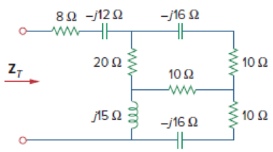 Chapter 9, Problem 63P, For the circuit in Fig. 9.70, find the value of ZT. Figure 9.70 For Prob. 9.63. 