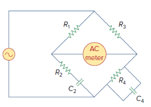 Chapter 9, Problem 85P, The ac bridge circuit of Fig. 9.85 is called a Wien bridge. It is used for measuring the frequency 