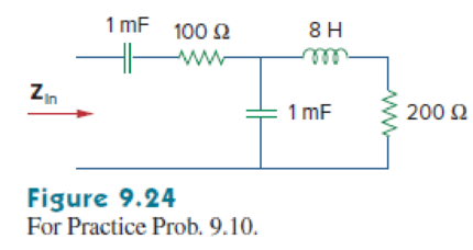 Chapter 9.7, Problem 10PP, Determine the input impedance of the circuit in Fig. 9.24 at =20rad/s. 