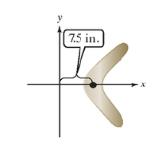 Chapter 10.2, Problem 64PE, A returning boomerang is a V-shaped throwing device made from two wings that are set at a slight 