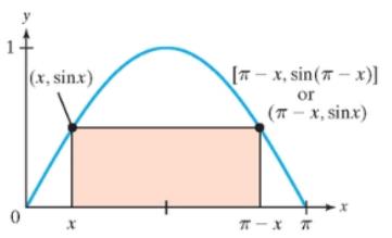 Chapter 4, Problem 30T, Suppose that a rectangle is bounded by the x-axis and the graph of y=sinx on the interval 0, . a. 