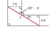 Chapter 4.6, Problem 77PE, Show that the maximum length L (in feet) of a beam that can fit around the corner shown in the 