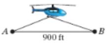 Chapter 6.2, Problem 38PE, A helicopter is on a path directly overhead line AB when it is simultaneously observed from 