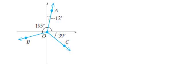 Chapter 7.1, Problem 37PE, a. Find the bearing from O to A. (See Example 5) b. Find the bearing from O to B. c. Find the 