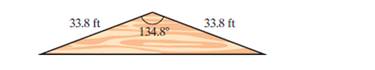Chapter 7.2, Problem 36PE, The triangular face of a gabled roof measures 33.8 ft on each sloping side with an angle of 134.8° 