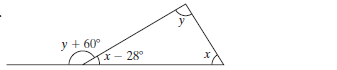 Chapter 9.1, Problem 77PE, For Exercises 7778, find the measure of angles x and y. 77. 