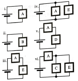 Chapter 20.1, Problem 4dTH, The network AE above are connected, in turn, to identical batteries as shown. Use the model we have 