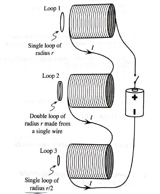 Chapter 8.2, Problem 1dT, Three loops, all made of the same type of wire, are placed near the ends of identical solenoids as 