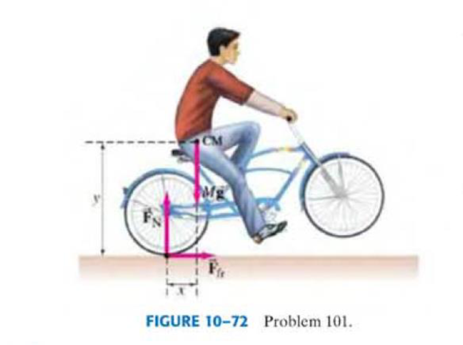 Chapter 10, Problem 101GP, When bicycle and motorcycle riders pop a wheelie, a large acceleration causes the bikes front wheel 