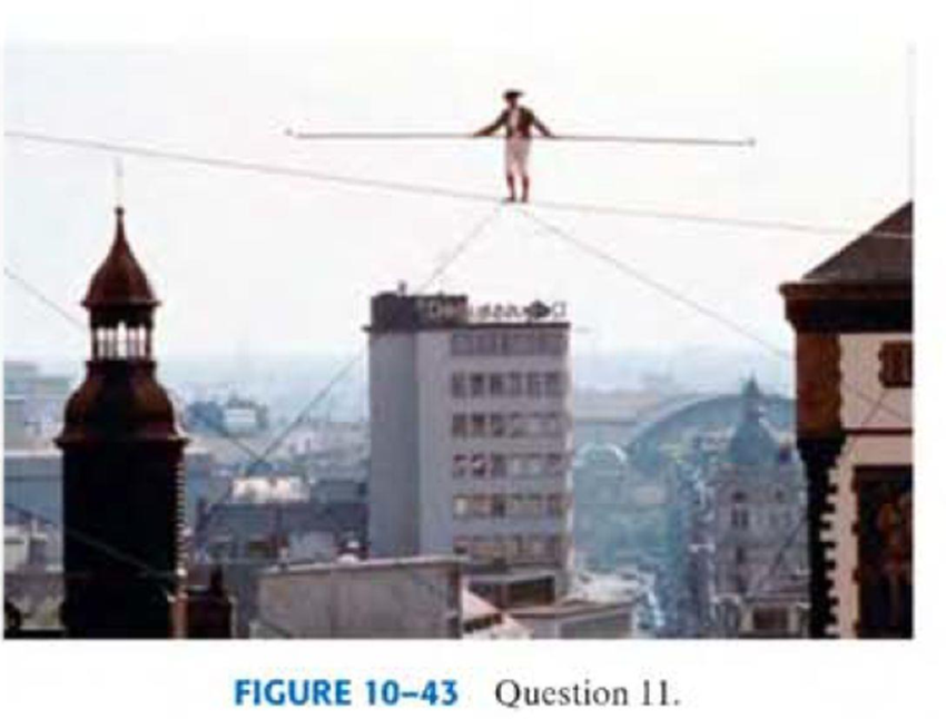 Chapter 10, Problem 11Q, Why do tightrope walkers (Fig. 1043) carry a long, narrow beam? 