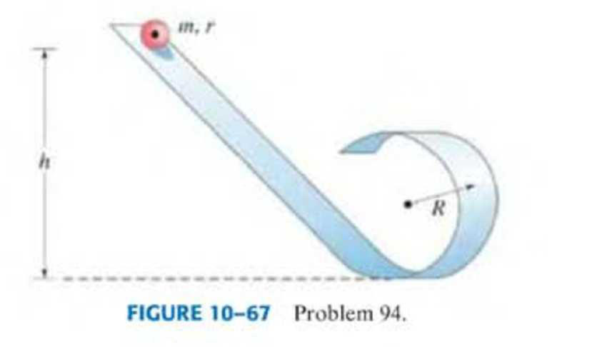Chapter 10, Problem 94GP, A marble of mass m and radius r rolls along the looped rough track of Fig. 1067. What is the minimum 