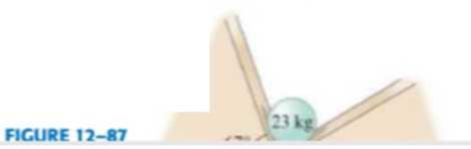 Chapter 12, Problem 92GP, A 23-kg sphere rests between two smooth planes as shown in Fig. 1287. Determine the magnitude of the 