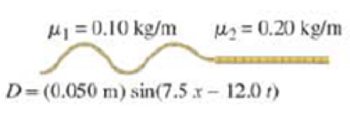 Chapter 15, Problem 41P, (II) A cord has two sections with linear densities of 0.10 kg/m and 0.20 kg/m. Fig. 1534. An 